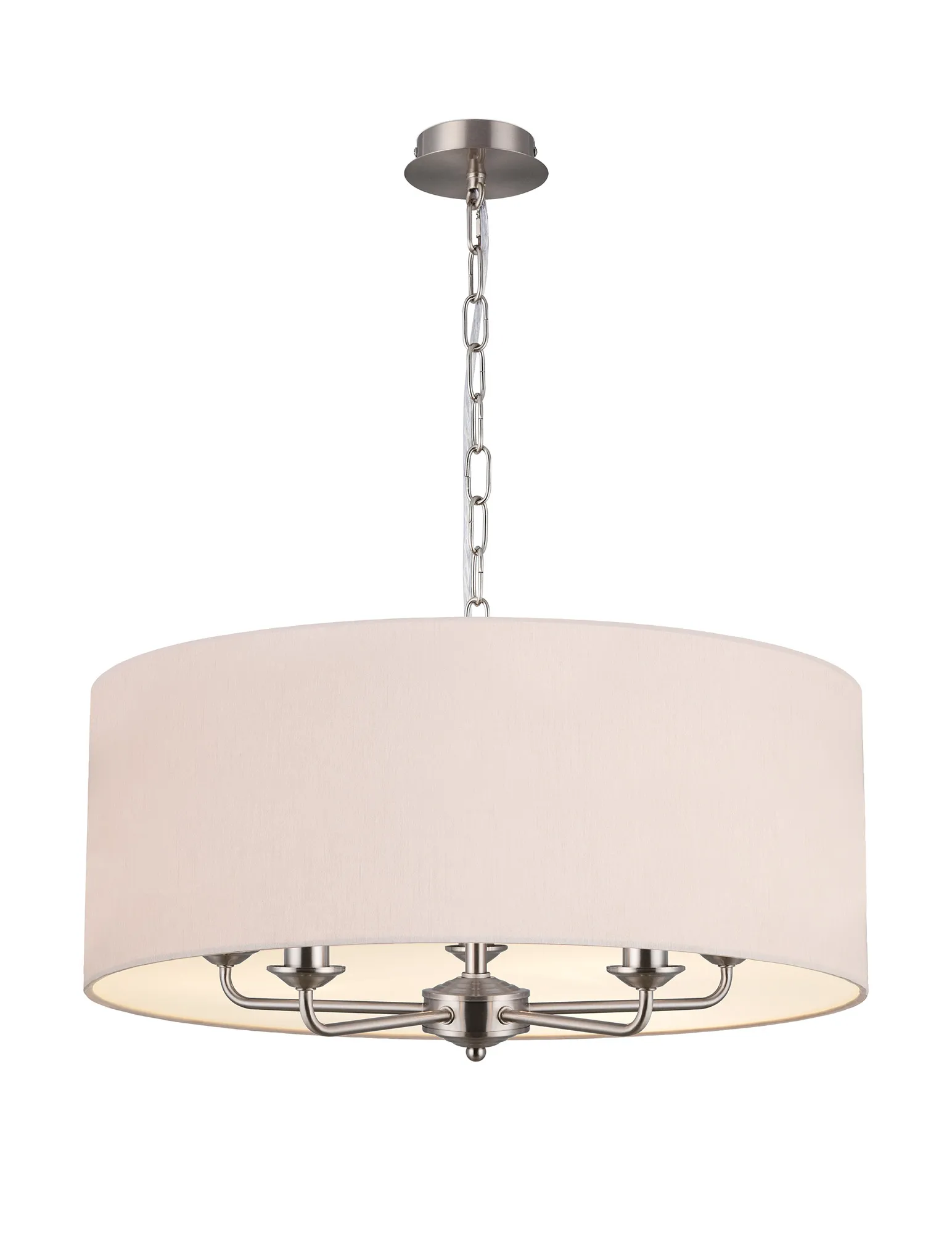 Banyan 60cm 5 Light Pendant Satin Nickel; Nude Beige DK0673  Deco Banyan SN NU